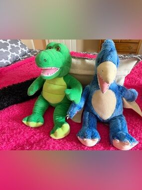 Bulid-A-Bear Green Alligator and Blue Dinosaur Plush Duo - set of 2